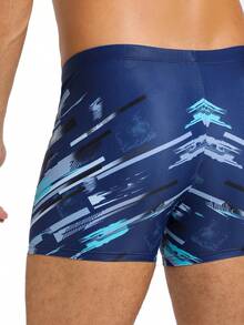 新款时尚印花男士泳裤，速干沙滩泳装，运动游泳短裤，避免尴尬 - 藍色 - 查看 9