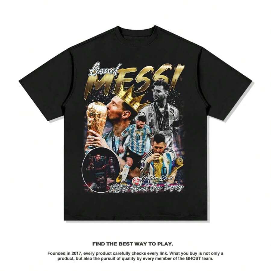 Messis Argentina American Star T-Shirt Street Hip-Hop Y Brand Retro Printing Pure Cotton Short Sves - Style 5 - View 1