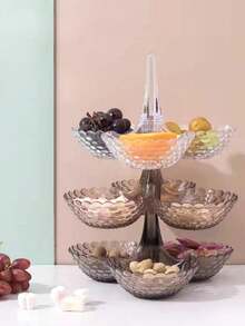 Multi-Layer Fruit Plate, High Foot Fruit Plate, Household Living Room Coffee Table Candy Box Fruit Plate Dried Fruit Plate Melon Seeds Snack Storage Box - Multicolor - View 10