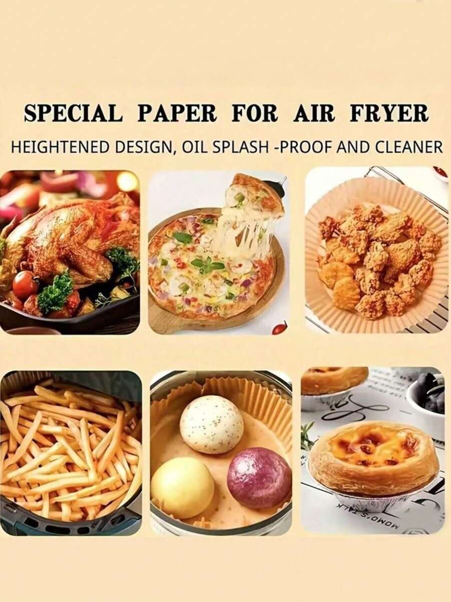 空气炸锅内衬，一次性不粘烘焙纸，适用于烘焙、烤制、蒸煮等烹饪，厨房小工具