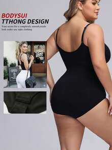 Hapewear Bodysuit For Women Seamless Triangle Tummy Control Bodysuit Slimming Butt Lifter Body Shaper,Anti-Slip Strapless Waist & Tummy Shaping Tops Petite Solid Bandeau Bodysuit ,Tube Summer Body Suit - Black - View 2