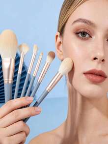 10PCS Makeup Brushes Set, Makeup Brush Travel Foundation Eyeshadow Concealers Contouring Blending Brushes Professional Synthetic Bristles Make Up Brushes, Makeup Brush Cosmetic Powder Eye Shadow Foundation Blush Blending Beauty Make Up Brush Classic And Minimalist Tools - Multicolor - View 4