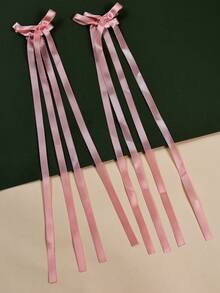 2个女孩多巴胺色丝滑丝带蝴蝶结发夹，可爱返校双长尾蝴蝶结发卡，适合节日派对和日常佩戴。 - 彩色 - 查看 9