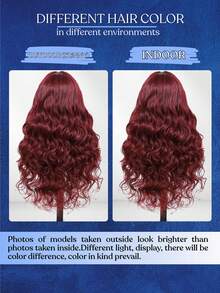 13x4 Lace Front Wigs Blended Human Hair Pre Plucked 200% Density Body Wave HD Lace Front Wigs Human Hair Transparent Frontal Glueless Wigs Virgin Human Hair With Baby Hair For Women #Burgundy 99J 34 Inch - SBUG - View 4