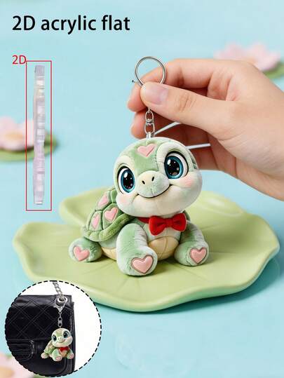 2d Flat,1pc Cute Turtle And Pink Hearts Pattern Keychain,Compatible With Backpacks, Keys, Wallets - Cute Style Keyring,Perfect For Bags & Car Keys,Car Keys, Backpacks & Bags , Bag Pendant, No Batteries Needed, Valentine's, Functional Vehicle Accessory, Women's Wallets And Mobile Phone Accessories, Giving To Friends, Family,Girlfriends, Partyaccessories, Souvenirs,Gifts For Animal Lovers,2d Flat