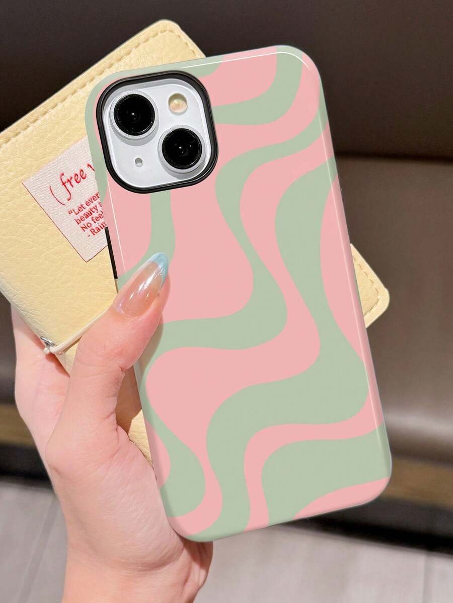 Wave Ripples 1件装亮面艺术水波纹图案二合一保护硬壳手机壳,兼容三星/ 11/12/13/14/15/16/17 Pro Max - 彩色 - 查看 1