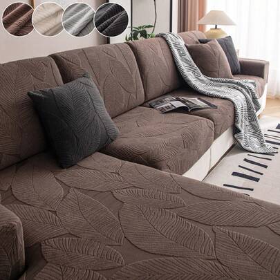 1pc Jacquard Plush Anti-Slip Sofa Seat Cushion Cover, Soft & Skin-Friendly Modern Style, Pet-Proof & Elastic Sofa Slipcover, Suitable For L-Shaped Combination Sofa And 1/2/3/4 Seat Sofa (Sold Individually)