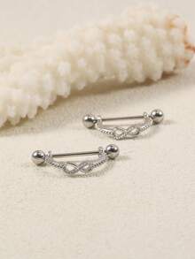 1 Pair Women's Stainless Steel Limitless Twist Screw Ear Cuff Earrings, Punk Infinity Piercing Everyday Accessory - Silver - View 4