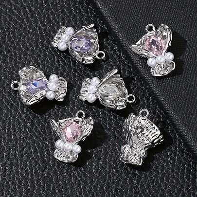 2Pcs 19x25mm Bouquet Metal Pendants For Bracelet Necklace Elegant Gift Diy Jewelry Making Accessories