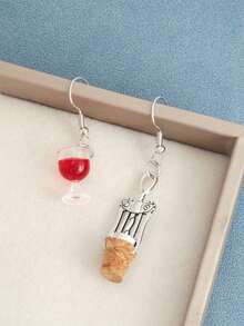 1 Pair Acrylic Bottle Opener & Wine Glass Earrings, Suitable For Celebration, Party, New Year, Birthday/Anniversary - Multicolor - View 2