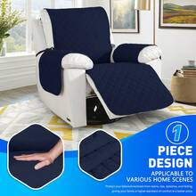 YSTYLE Large 1-Seater Relaxing Reclining Chair Cover, Waterproof Electric Reclining Chair Cover, Universal Armchair Cover, Armchair Cover With Side Pockets - Dark Blue - View 2