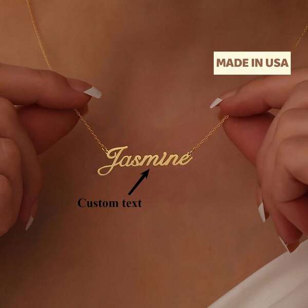 1 New Dopamine Collarbone Chain With Non Fading Letters, Personalized Bohemian Style Name Necklace - Women's Accessory, Customized Cursive Gold Stainless Steel Exquisite Chain Link, Elegant Daily And Party Jewelry Gift, Suitable For All Seasons Of Fashion Embellishment, Modern Minimalist Design In Gold Tone, High-Quality Accessories, Fashionable Women