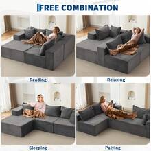 Techigher Comfy Cloud Sectional Couch With Chaise, L Shaped Sofa, Fluffy Couches For Living Room, Modular Sofa Couch & Bed, No Assembly Required - Gray, Left Facing Chaise - View 5