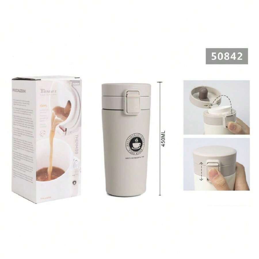OISE ART STORE Borraccia Termica Porta Liquidi Caffè  Contenitore Bicchiere 450ml 50842 - - Multicolore - Visualizzare 1