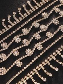 Rhinestone Tassel Forehead Pendant Headpiece, Fashionable European And American Style Stage Performance Hair Accessory, Hair Chain, Bride To Be, Party, Hair Accessories For Women - Gold - 查看 9