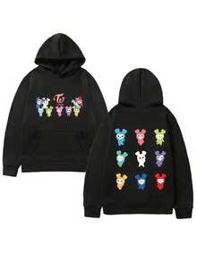 TWICE Official Mascot Lovelys Hoodie Lovelys Cute 2025Autumn_Winter Men's Women's Casual Cartoon Printed Cotton Comfort Hoodie Essentials Hoodie Hoodie For Women Sweatshirts For Women Hoodies For Men 's Hoodie Sweatshirts For Men Essentials - 黑色 - 查看 5