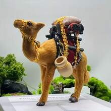 Handmade Bohemian Style Camel Decoration With Golden Chalice - Realistic Camel Model, 3D Lifelike Animal Statue, Tabletop Decor, Ramadan Decoration, Suitable For Home And Office, Symbolizing The Spirit Of Endurance, Adventure And Survival Power Of The Desert, Applicable For Living Room Decor, Bedroom Decor, Eid Al-Adha, Islamic Events, Ramadan Kareem, Office Desk Accessories, Dollhouse Decor, Eid Al-Fitr, Eid Gift, Collectible Gift, Personalized Gift - Multicolor - View 2