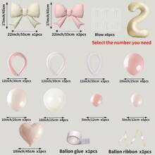 New Twilight Pink Ballet Style Bowknot Birthday Party Balloon Set - Beige - View 2
