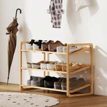 Bamboo Shelf, Shoe Rack, Entryway Shelf, 3-Tier Model, 30 Kg Load Capacity, Wood - Orange - View 6