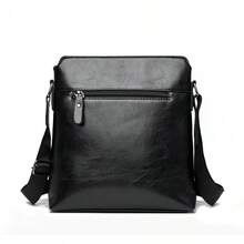 Men's Business Casual Backpack, One Shoulder Messenger Bag, PU Leather Briefcase Backpack, Large Capacity Multi-Compartment - Black - View 8