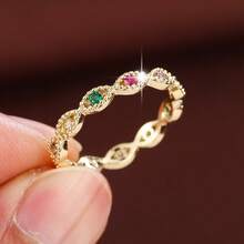 1pc Minimalist Figure 8 Shape Design Cubic Zirconia Inlaid Women Fashion Ring - Multicolor - View 6