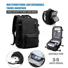 17-Inch Laptop Business Work Waterproof Backpack, Large Travel Backpack For Both Men And Women, Handbag, With Laptop Compartment, Suitable For Carry-On Luggage, Carry-On Luggage Box, Super Large Travel Backpack, Suitable For Business Trips, Travel Bag, Suitable For School, Suitable For Both Men And Women. - 黑色 - 查看 7