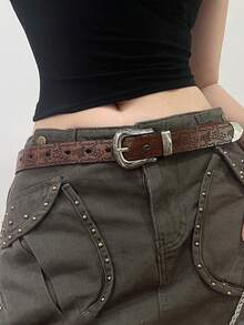 1pc Retro Butterfly Pattern Women's Elongated Waist Belt, Y2K American Aesthetic Style, Unique Carved Details, Versatile With Jeans And Casual Wear, Minimalist Yet Eye-Catching Design, Suitable For Punk Street Style - Multicolor - View 2