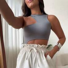 Women's Geometric Bodysuit With Double Lining, Various Colors. Suitable For Everyday Wear, Nights Out, Birthday Parties, And Summer. - Xám - Xem 1