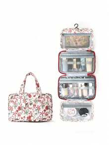 1件复古花纹挂钩手提可折叠大容量化妆包洗漱收纳袋防水化妆包便携式化妆包四层洗漱包旅行必备邮轮必备宿舍必备洗漱包旅行洗漱包洗脸袋淋浴袋女士防水收纳袋女士旅行必备邮轮必备度假必备旅行用品 - 彩色 - 查看 2