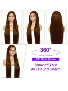 ZHENDEFA 360 Degree Full Lace Front Wig With Drawstring, Smooth Wavy Chocolate Brown Hair, 200 Density - S4 - View 11