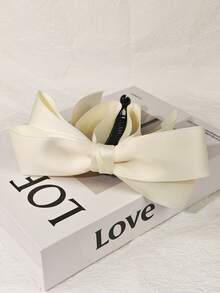 1pc Elegant Bow Hair Clip, Delicate Bowknot Hair Accessory With Sharp Hook Clasp, Suitable For Braids, Buns, Ponytails, Updos, Available In Solid Colors: Black, Red, White, Beige, Brown, Navy, Burgundy, Suitable For Formal And Casual Occasions, Fashionable And Versatile Bow Hair Clip, Hair Clip, Hair Accessory, Head Accessories, Hair Accessories For Women - Multicolor - View 9