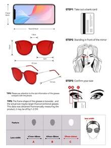 Vintage Round Large Frame Red Fashion Fashion Glasses, Metal Temples, Casual Decoration Daily Wear, Studded Unisex - Red - View 5