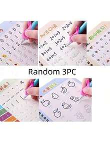 3pcs/Set Random Magic Practice Notebook Set, Includes Letters, Numbers, Pinyin, Math Addition & Subtraction, Great Gift For Friends And Family - Random 3pcs - View 9