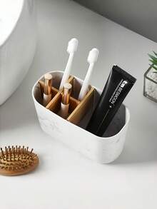 The 2026 New Bathroom Toothbrush Holder Storage Bucket, Bathroom Toothbrush Holder, Toothpaste Toothbrush Holder, Toiletries Storage Rack, And A 5-Grid Desktop Storage Are Suitable For Desktop Storage In Bedrooms And Living Rooms, As Well As Storage Boxes For Various Small Items. Removable Partition Board Storage Box - Multicolor - View 2
