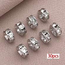 30颗18K镀金透明水晶水钻珠,直边法兰珠,金色扁平圆珠,圆片水晶金属珠,适用于DIY珠宝制作 - 彩色 - 查看 16