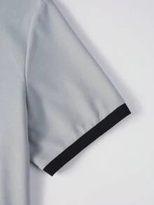 1件男士浅灰色翻领半拉链Polo衫 - 淺灰色 - 查看 6