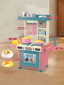 迷你厨房玩具套装，模拟烹饪炉灶操作，亲子互动益智玩具，配件随机，无需电池 - 彩色 - 查看 5