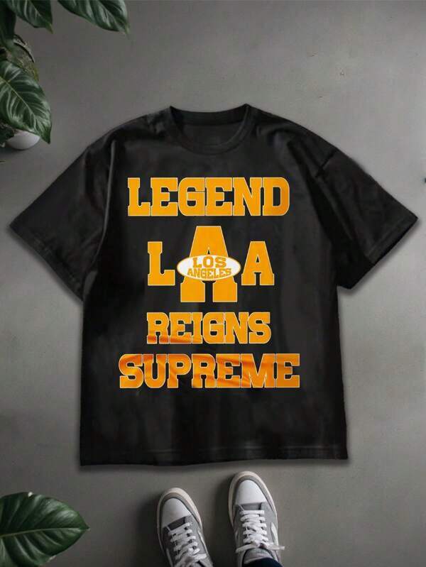 Mens Tshirts Shirts Manfinity  Men's Letter Print Round Neck Short Sleeve Casual T-Shirt Men's Pure Cotton T-Shirt Effortless Styling, Showcase Your Unique Style Men's Fashion Print Casual T-Shirt Casual Summer T-Shirt, Comfortable Outdoor Casual Wear