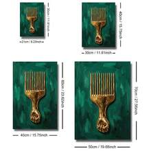 1幅装裱/未装裱非洲力量帆布海报，金色绿色可选，非洲中心主义奢华墙面艺术印刷品，简约少女风房间美学装饰复古画，适用于公寓、客厅、卧室、现代家居装饰 - A - 查看 7