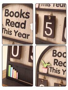 1 Set Wooden Annual Reading Tracker Decor - Can Record 999 Books, Coffee Color Annual Reading Tracker, Office Decor, Living Room & Bedroom Decor, Study Space Decor, Bookshelf Decor, Cabinet Decor, Desk Decor, Retro Decor, Bookstore Counter Decor, Room Decor, Home Decor, Gift For Bookworms, Perfect Gift For Book Lovers, Reading Challenge Gift, Home Accessory, Birthday Gift - Brown - View 12