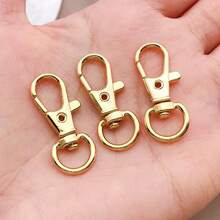 4个18K镀金金属龙虾爪扣旋转弹簧扣钥匙链夹钩，适用于钥匙、挂绳、珠宝配件 - 彩色 - 查看 6