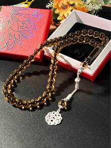 1pc Transparent Tasbih Prayer Beads, Ramadan Single Bead Metal Pendant Rosary, Islamic Prayer Counting Beads, Middle Eastern Religious Accessory, Gift Box - Multicolor - View 4