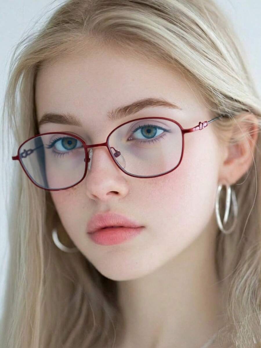 1 Pair Unisex Fashion Artistic Flat Glasses - Rose Red - View 1