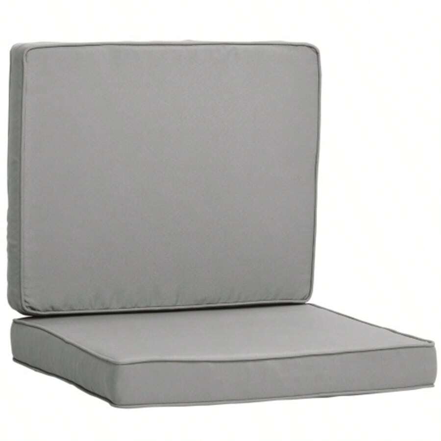 Set Of 2 Seat Cushions, 56 X 52 Cm, Fabric Cover With Zipper, 7 Cm Thick Padding, Washable, For Home, Garden, Car, Office, Sofa And Chairs, Light Grey - 1PC - View 1