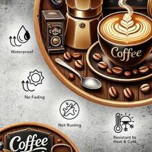 "Coffee Time" Round Metal Tin Sign, Vintage Moka Pot & Latte Art, 8x8 Inch (20x20cm) - Rustic Kitchen Wall Decor, Coffee Bar Station, Cafe Decoration, Retro Clock Plaque, Morning Routine, Espresso Bean, Breakfast Nook, Barista Gift, Waterproof, Printed Rust Effect, Durable Plate, Pre-Drilled Holes, Smooth Edges, Farmhouse,Round Metal Sign,Tin Plaque,Wall Art Decor,Hanging Ornament,Aluminum Sign,2D Flat Print,Vintage Retro,Bistro Decor,Shelf Decor,Round Metal Sign,Tin Plaque,Wall Art Decor,Hanging Ornament,Aluminum Sign,2D Flat Print,Vintage Retro,Bistro Decor,Shelf Decor - Nhiều màu - Xem 5
