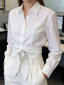 1pc Women's Elegant Versatile Waist Belt, Soft Luxurious Bowknot Waist Cincher, Dress Waist Strap - A - View 4