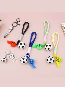 1pc Cartoon Football Keychain, World Cup Souvenir, Backpack Pendant, Unisex Car Key Chain Gift - Multicolor - View 1