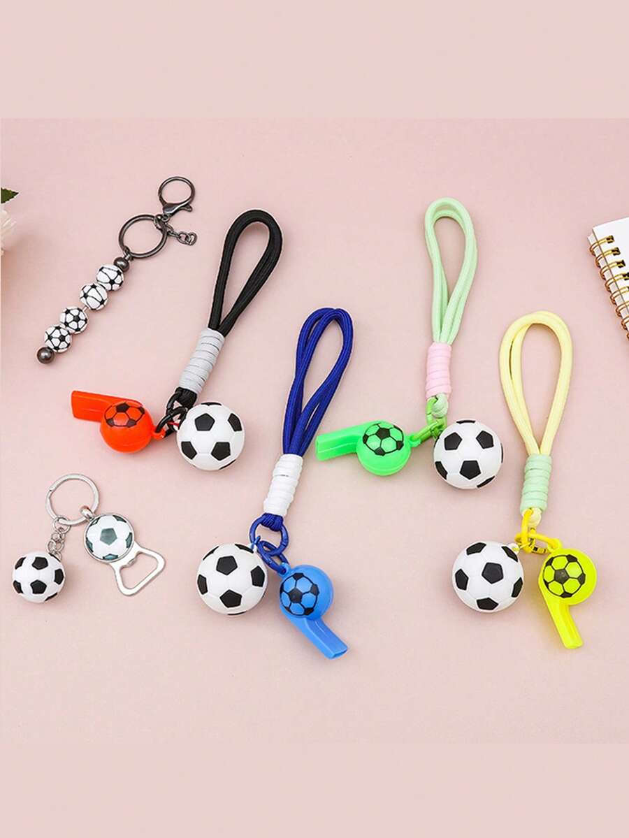 1pc Cartoon Football Keychain, World Cup Souvenir, Backpack Pendant, Unisex Car Key Chain Gift - Multicolor - View 1