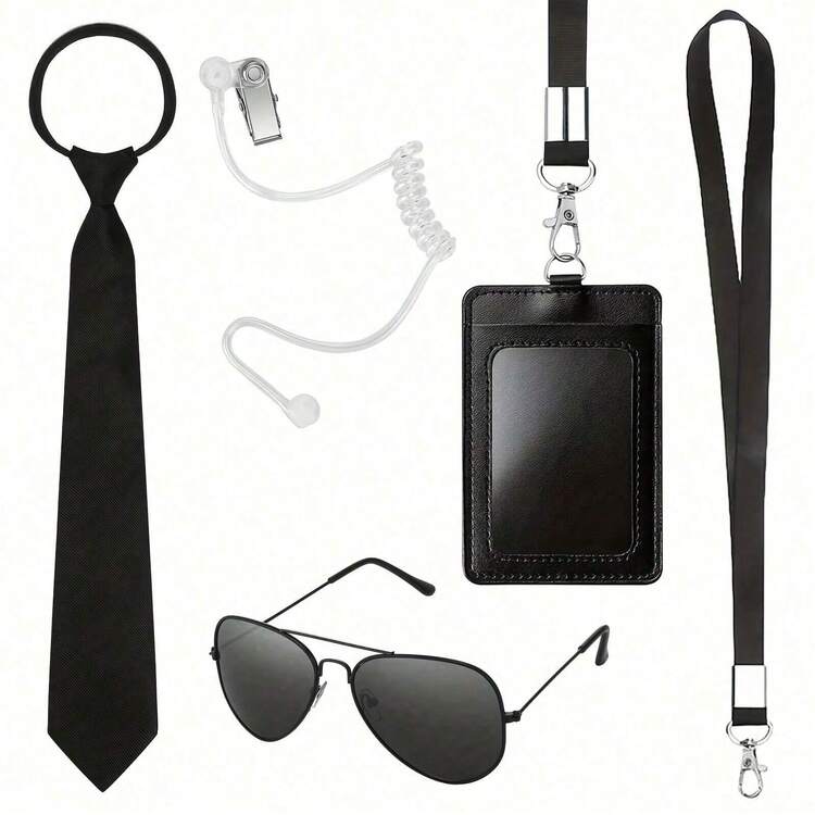 6pcs 2D Plane - MIB Proxy Accessories - Black Glasses, Zipper Tie, ID Card, Headphones And Inflatable Green Alien - Perfect For Halloween, Role-Playing, Carnivals And Costume Parties - Cool And Fashionable Sci-Fi Themed Props Suitable For Both Men And Women, Halloween Accessory Set | Sci-Fi Theme | Durable Plastic, Halloween Accessory - Green - View 11