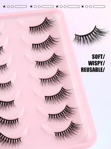Mkhlina 7 Pairs Half-Strip Striped False Eyelashes, Natural & Charming Cat Eye Extended False Lashes, Suitable For Daily Makeup, 3/4 Corner Lashes Reusable - Cat eye Lashes - View 5